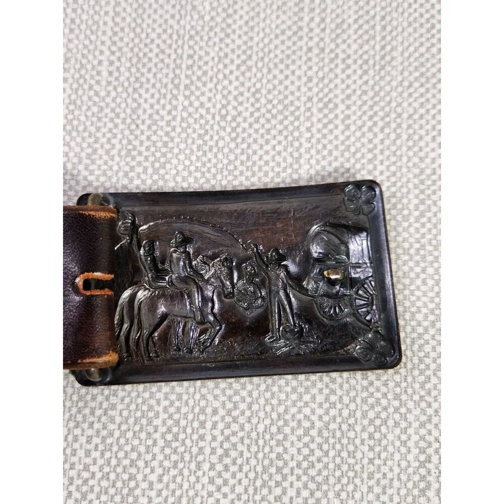 Chambers Size 32 Belt Western Tooled Leather Brown Tan Cowboy Men